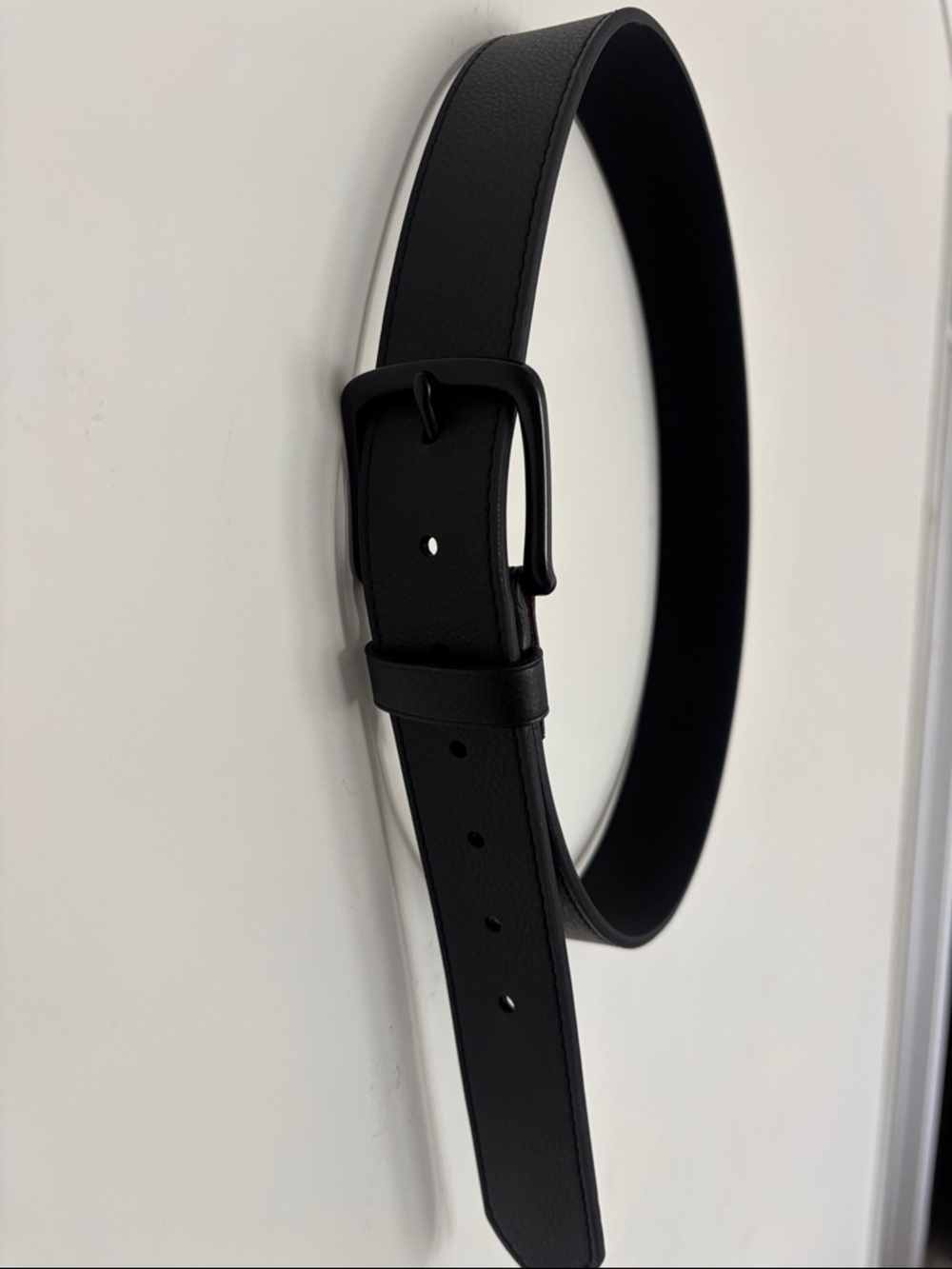 Men's Black Leather Belt with Matte Buckle
